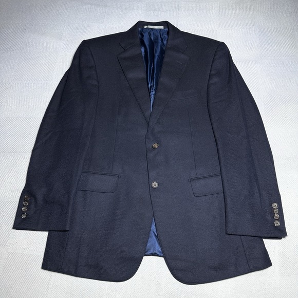 Hickey Freeman Pure Cashmere Navy Mens 40R Two Button Jacket Surgical Cuffs